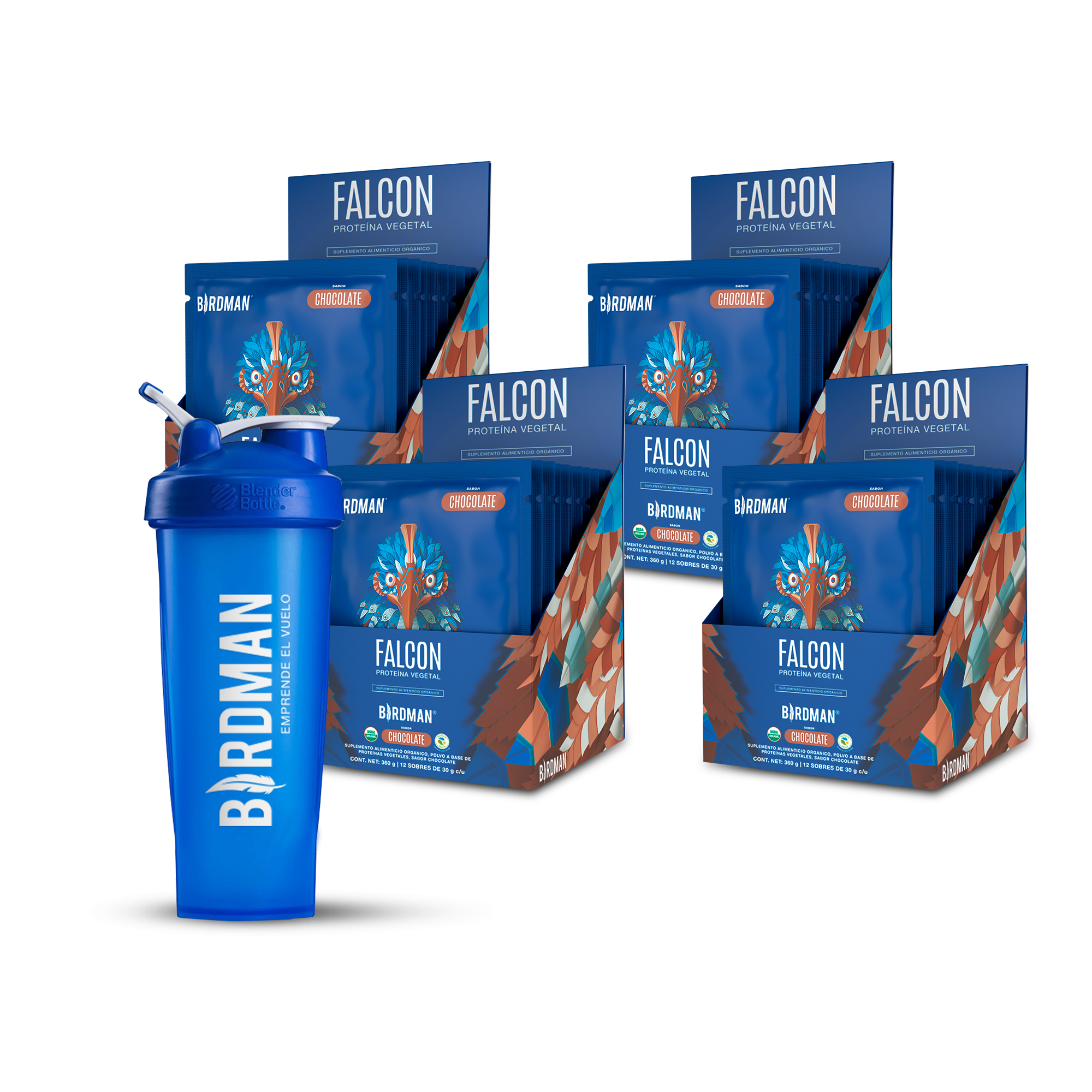 Travel Pack - 4pk Falcon Protein (48 Sobres) + Shaker